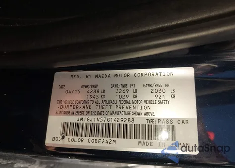 2016 Mazda Mazda6 I Touring z USA, uszkodzony, nr VIN JM1GJ1V57G1429288